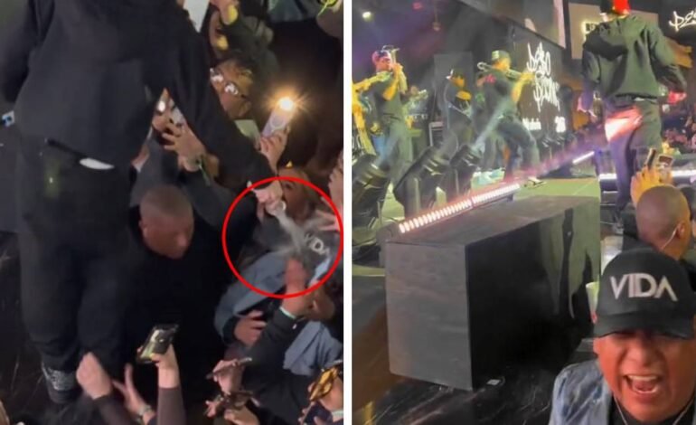 ¿Broma o falta de respeto? Peso Pluma vacía botella de agua a fan en pleno concierto