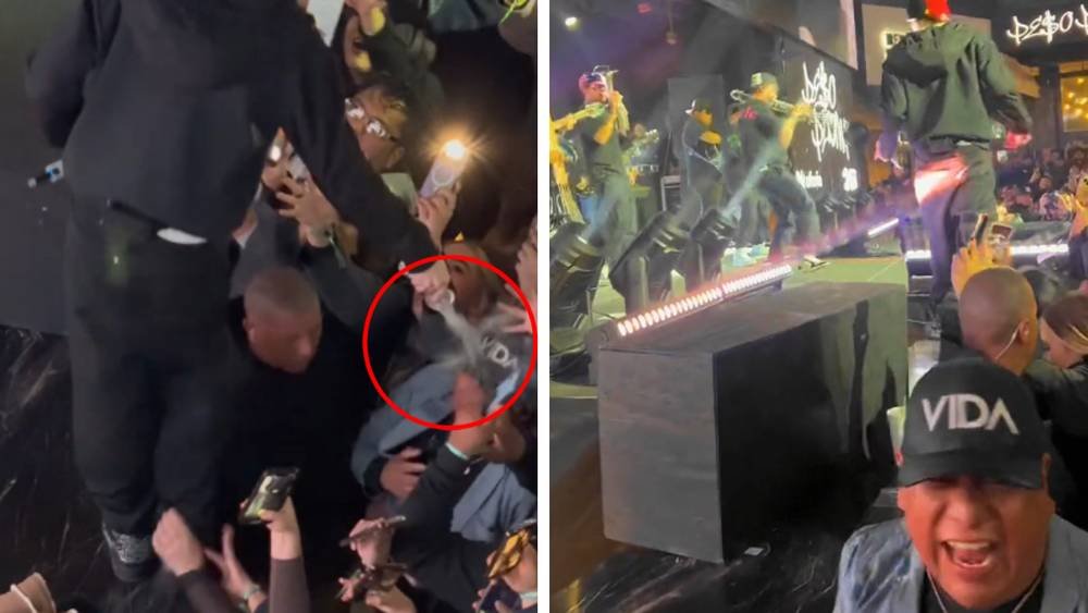 ¿Broma o falta de respeto? Peso Pluma vacía botella de agua a fan en pleno concierto