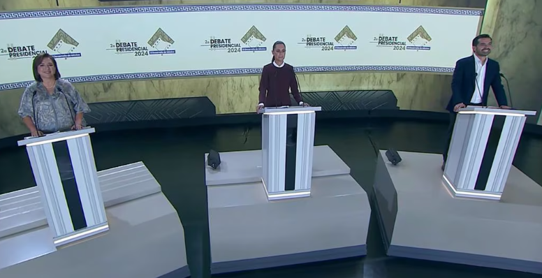 Tercer debate presidencial sin discusión “cara a cara”; INE remueve segmento de réplica entre Sheinbaum, Gálvez y Máynez
