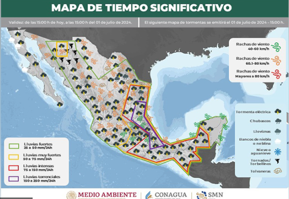 Se esperan lluvias fuertes en algunas regiones de Coahuila