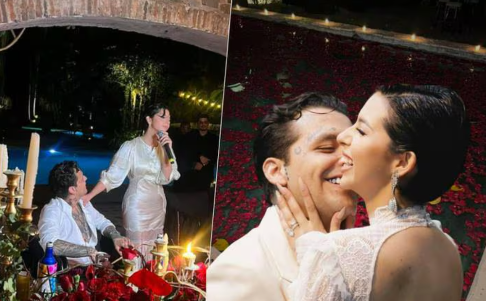 Los cantantes mexicanos Christian Nodal y Ángela Aguilar se casan casi 2 meses después de anunciar su relación