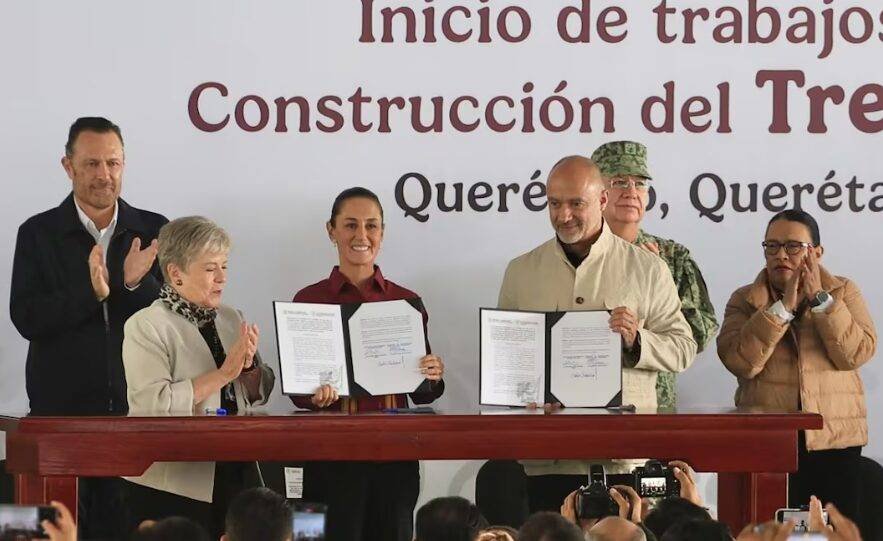 Sheinbaum da banderazo para trabajos del Tren México-Querétaro; tendrá tres estaciones